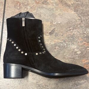 Aquatalia Black Ankle Boots with Silver Accents